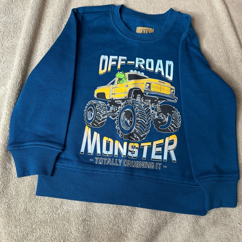 Blue Off-Road Monster Kids Hoodie